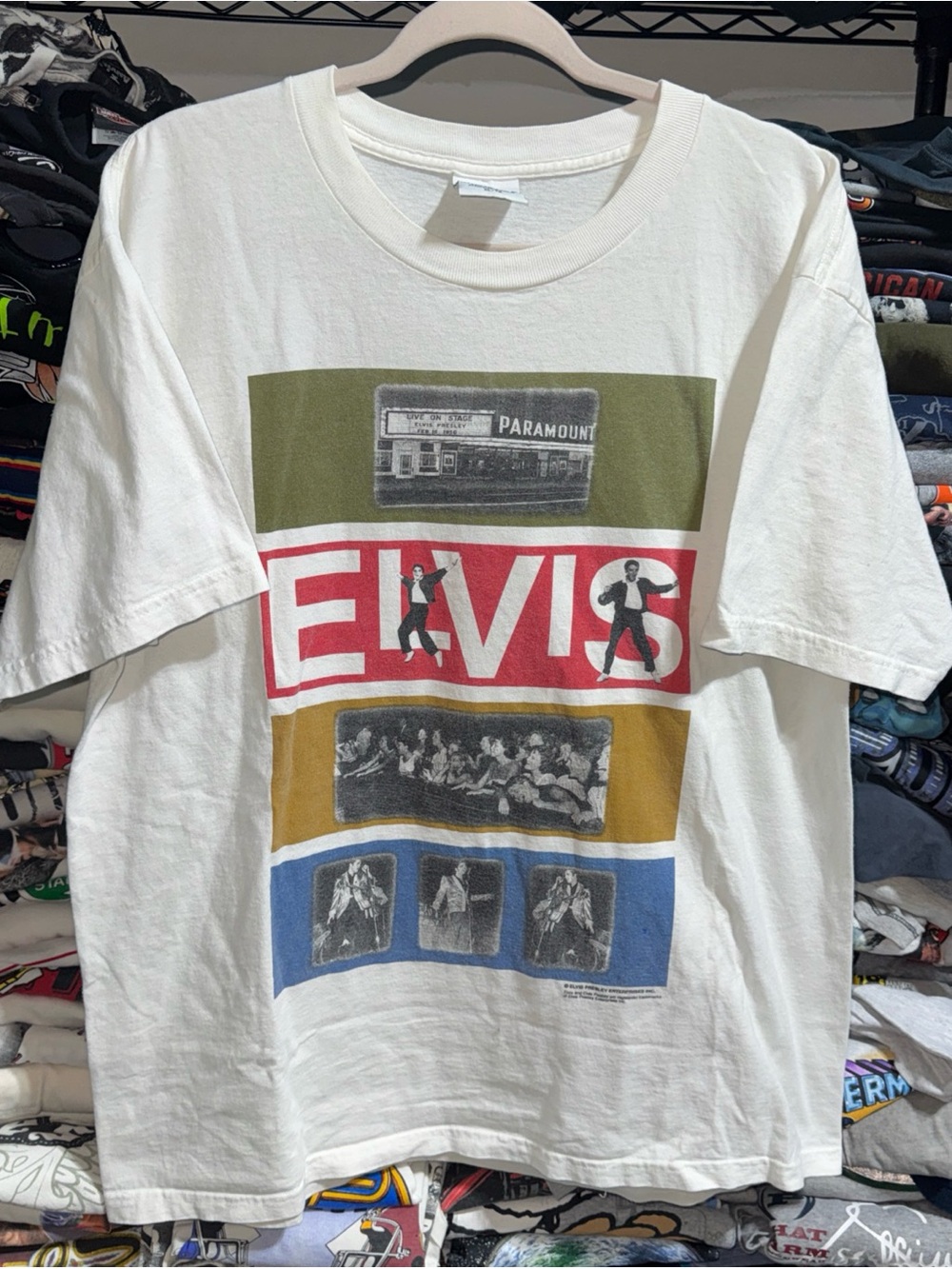 Vintage 90s Elvis “ Live On Stage” White Shirt Size Xl